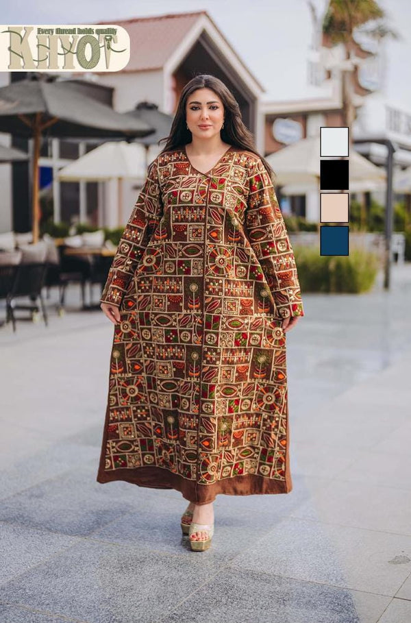 Hand- Indian Embroidered women Kaftan Abaya Dress Boho Summer Dress gatherings Abayas Women's Outfit, Gifts for her Tatreez Artisan Craft