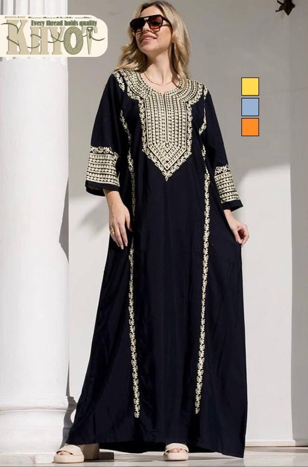 Bohemian women Cotton Kaftan Abaya Dress with Belt Boho Summer Dress Modest gatherings Abayas Women's Outfit, Gifts for her Ramadan Eid