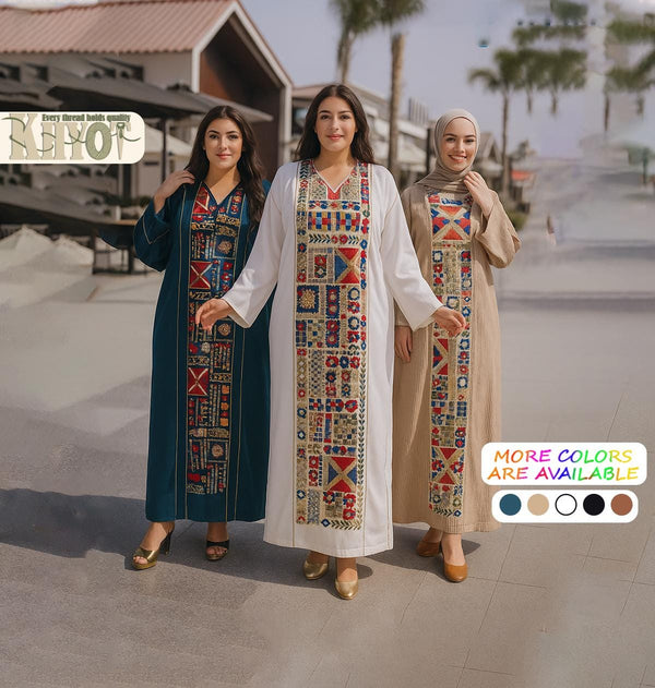 Hand- Indian Embroidered women Kaftan Abaya Dress Boho Summer Dress gatherings Abayas Women's Outfit, Gifts for her Tatreez Artisan Craft