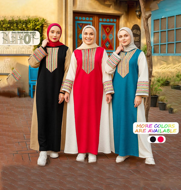 Embroidered Kaftan Abaya Dress, Long Modest Summer Dress Handmade Ethnic Wear, Elegant Modest Clothing for Women for Ramadan, Eid, Gifts
