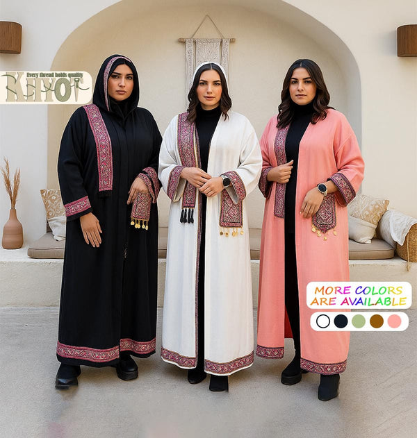 Handmade Embellished Kaftan Abaya Kimono Cardigan Dress Boho Summer Dress Modest Luxury Abaya Embroidered Women's Outfit, Gifts for her