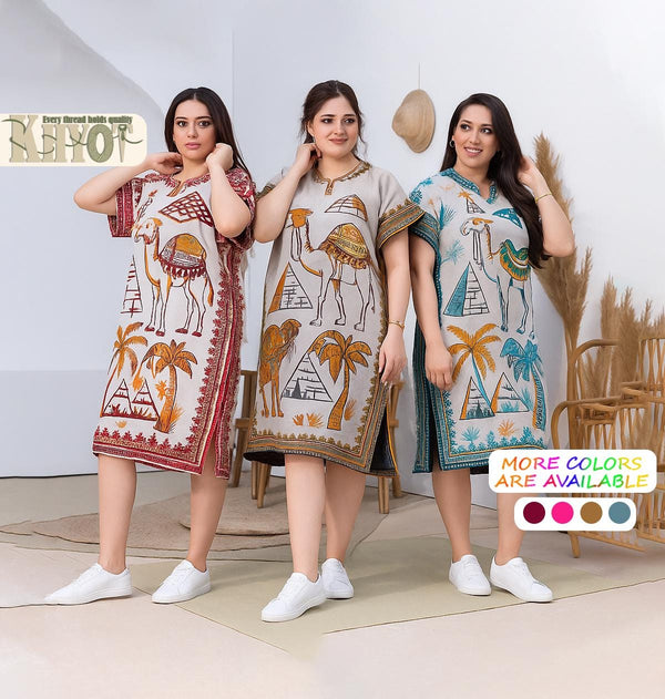 Handcrafted Bohemian Desert Motif Kaftan Dress Lightweight Boho Loungewear Special Occasions women Cotton Caftan Abaya Dress gatherings